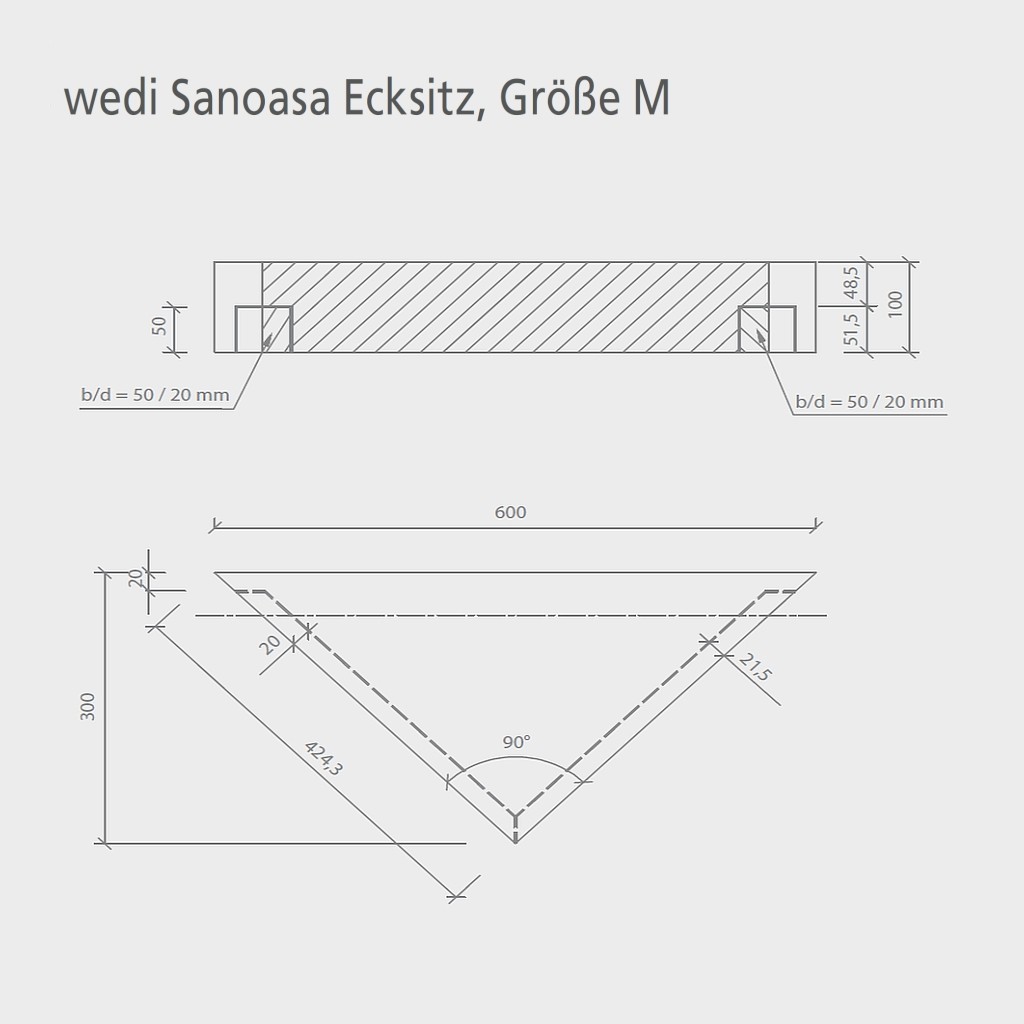 Wedi Wellness-Ecksitz Sanoasa | Größe M | 600x300x100 mm