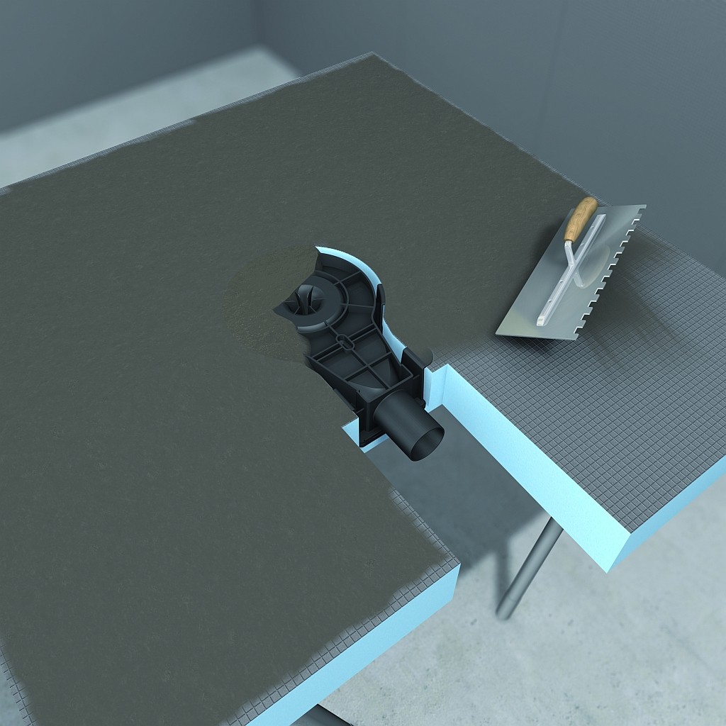 wedi Fundo Integro  QUADRATISCH | Ablauf ZENTRAL | 900 x 900 x 90 mm