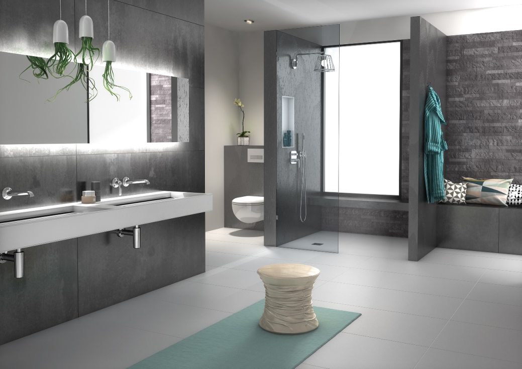 wedi Top Wall | Natursteinoptik | montagefreie | 2500 x 900 x 6 mm Stone Grau