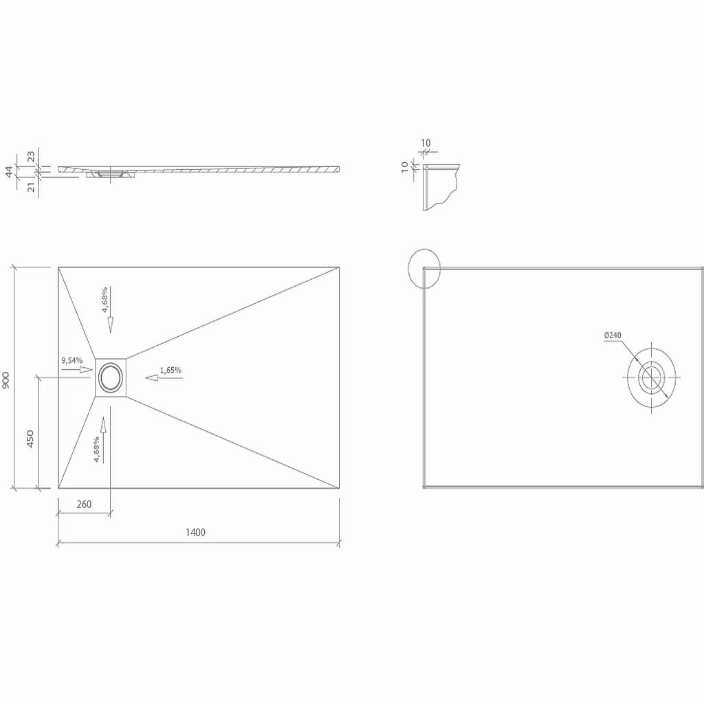 wedi Fundo Top Slim-Kit | Komplett-Bausatz | 1200 x 900 x 23 mm
