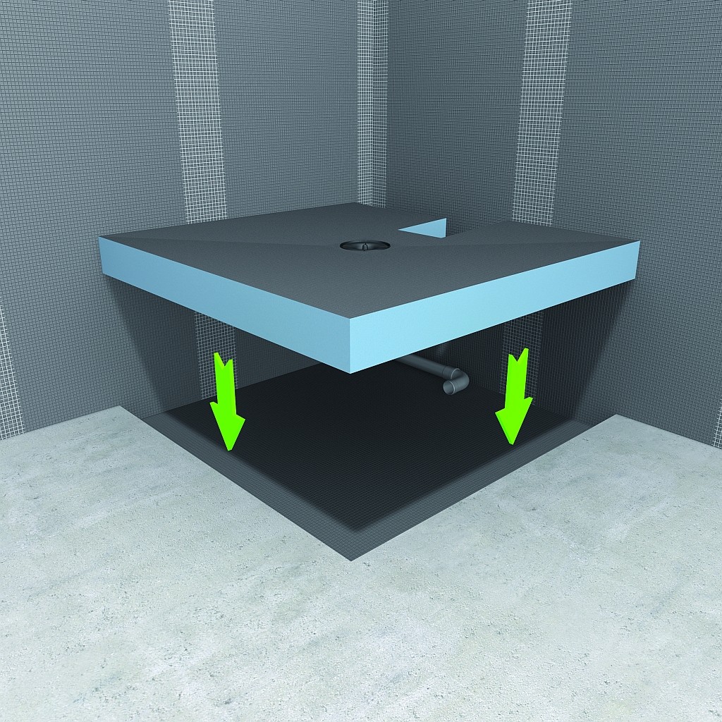 wedi Fundo Integro  QUADRATISCH | Ablauf ZENTRAL | 900 x 900 x 90 mm