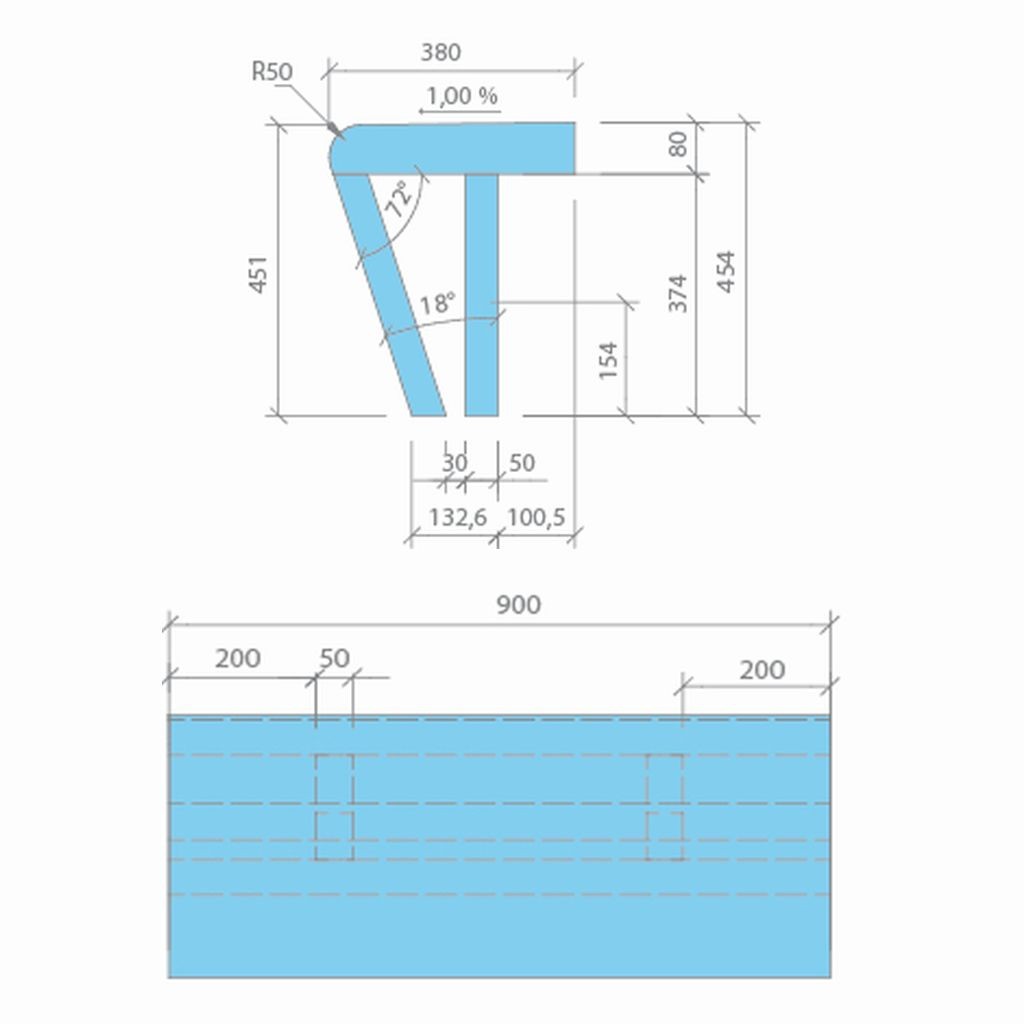 Wedi Sanoasa Sitzbank 3 | gerundet | 900 x 380 x 454 mm