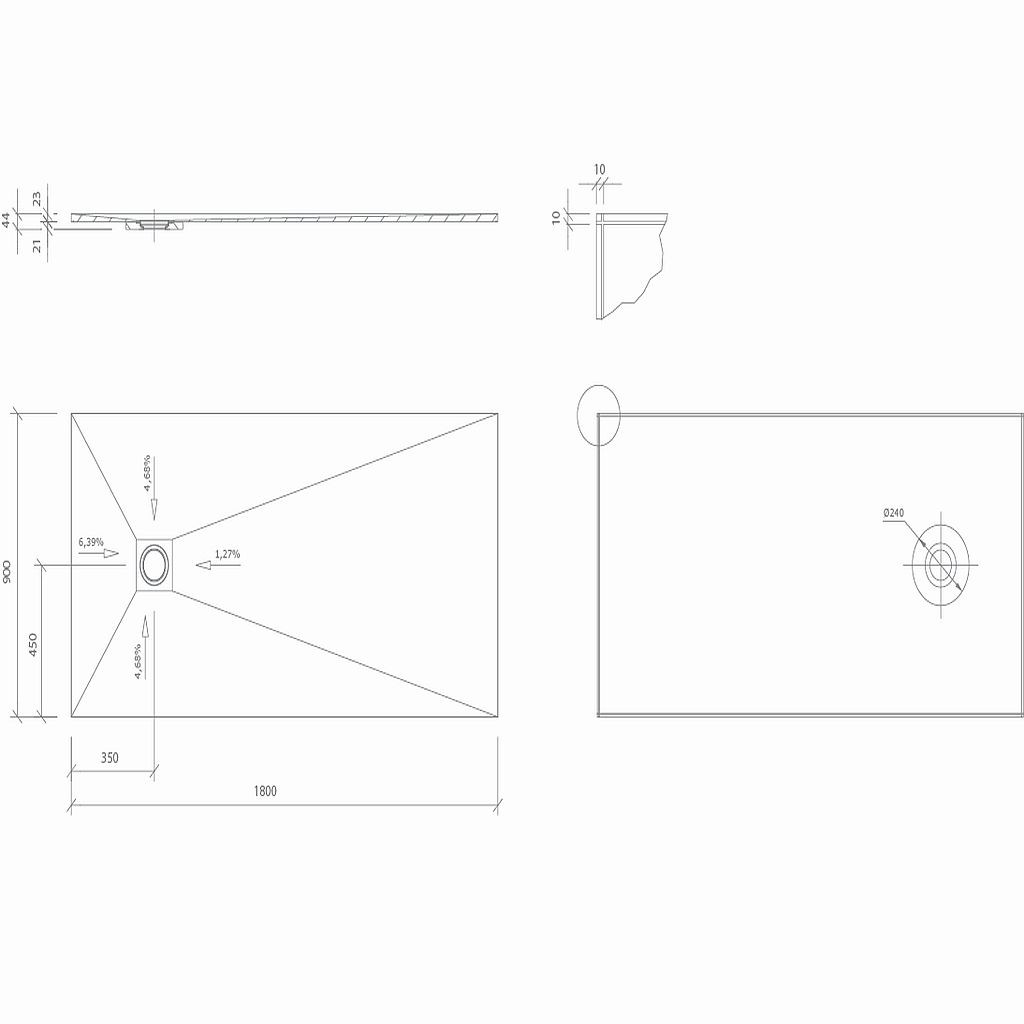 wedi Fundo Top Slim-Kit | Komplett-Bausatz | 1200 x 900 x 23 mm