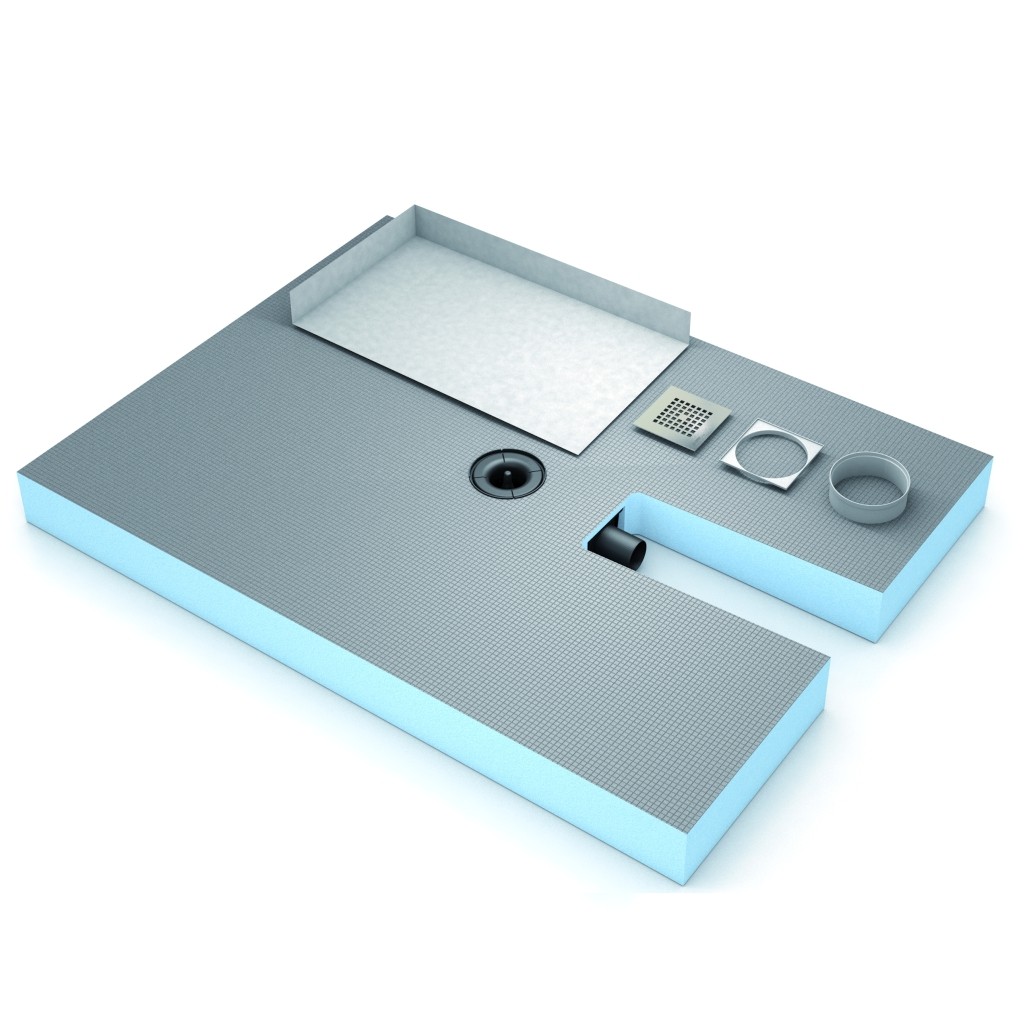 wedi Fundo Integro  QUADRATISCH | Ablauf ZENTRAL | 900 x 900 x 90 mm