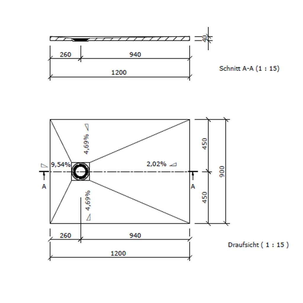 wedi Fundo Primo Bodenelement RECHTECKIG | 1200 x 900 x 40 mm