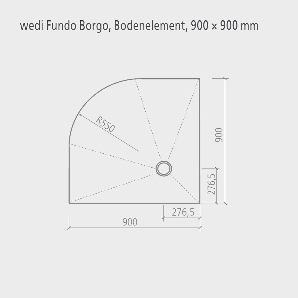 wedi Fundo Borgo Bodenelement EINSEITIG ABGERUNDET | 900 x 900 x 40mm