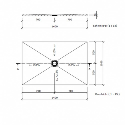 wedi Fundo Primo Bodenelement RECHTECKIG | 900 x 750 x 40 mm