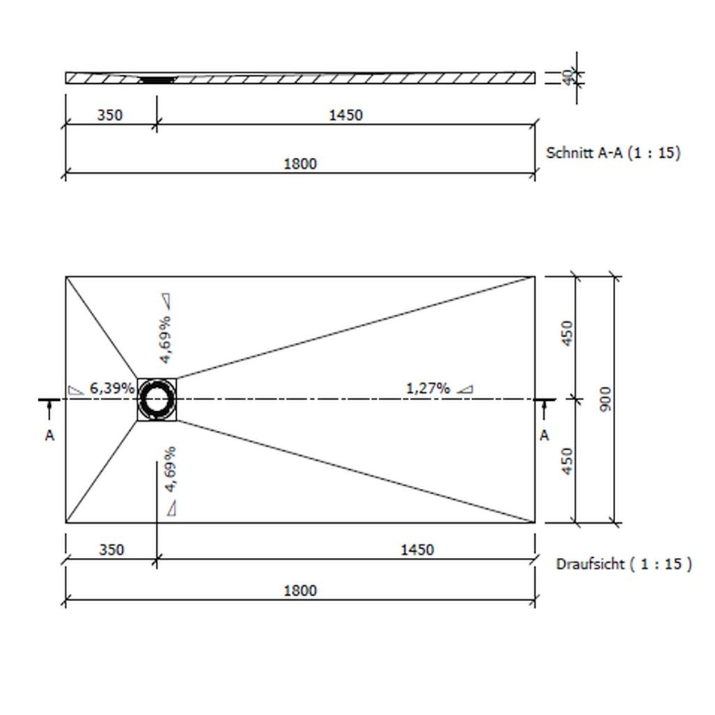 wedi Fundo Primo Bodenelement RECHTECKIG | 1200 x 900 x 40 mm