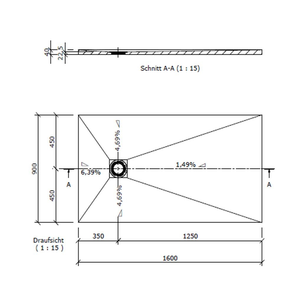 wedi Fundo Primo Bodenelement RECHTECKIG | 1200 x 900 x 40 mm