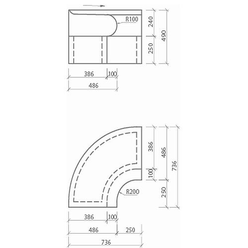 Wedi Wellness-Bank Sanoasa Bellina Eckelement 90° | 550 x 550 x 240 mm