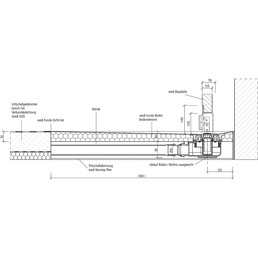 Wedi Fundo Discreto Aufsatzelement für RINNENLÄNGE 300mm