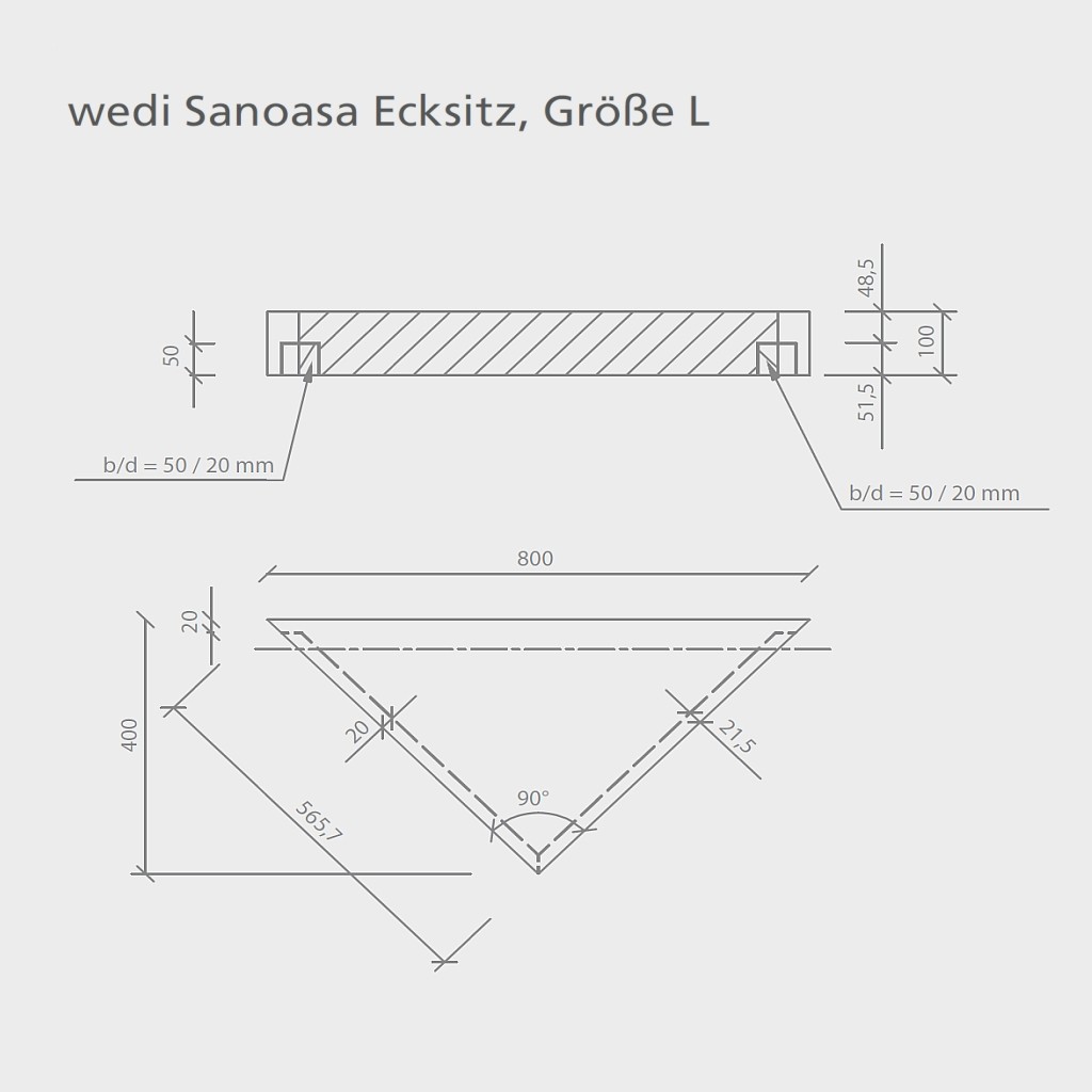 Wedi Wellness-Ecksitz Sanoasa | Größe M | 600x300x100 mm
