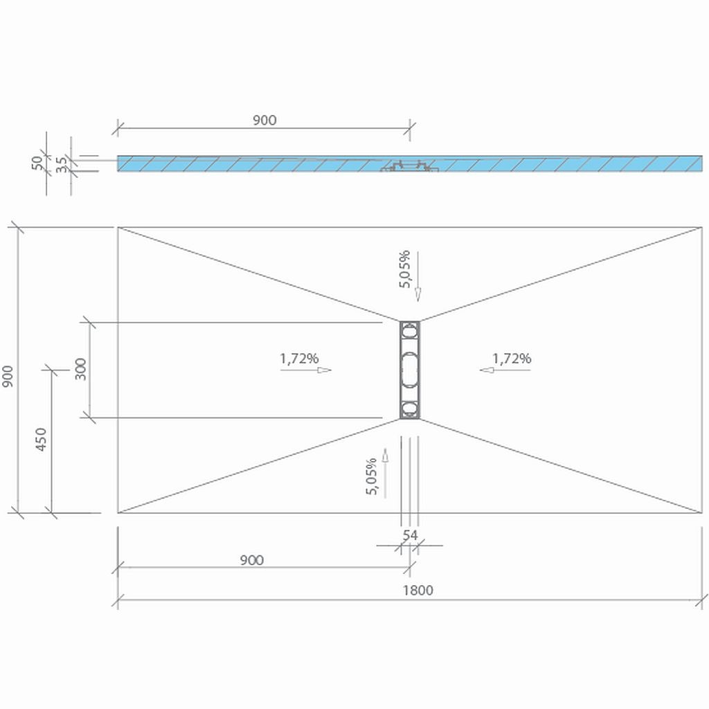 wedi Fundo Riofino Bodenelement RECHTECKIG | 1200 x 900 x 50 mm