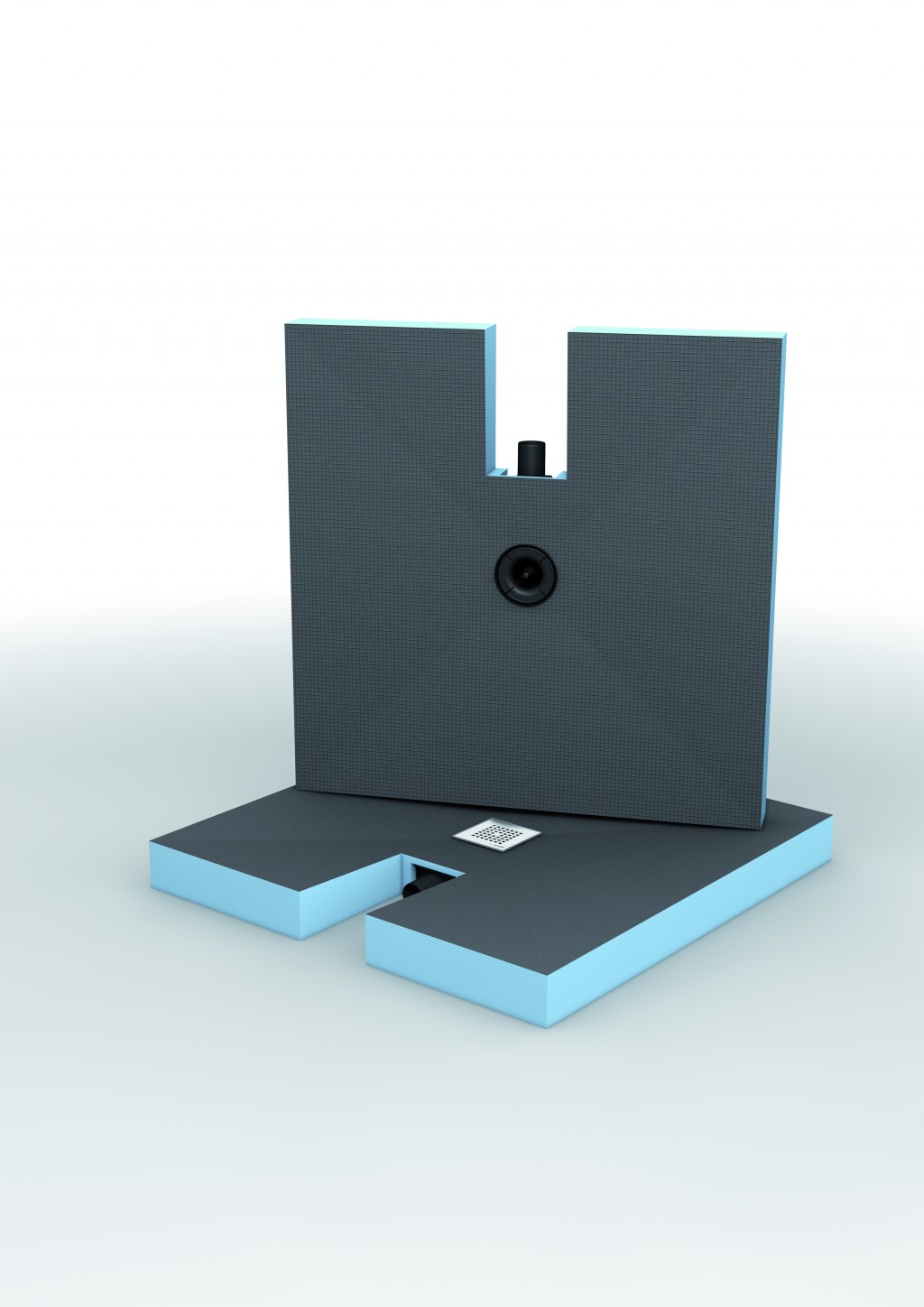 wedi Fundo Integro  QUADRATISCH | Ablauf ZENTRAL | 900 x 900 x 90 mm
