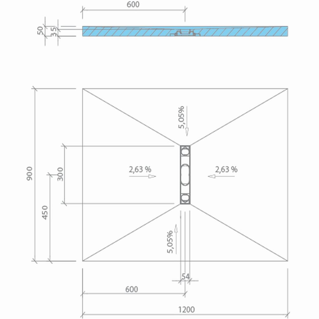 wedi Fundo Riofino Bodenelement RECHTECKIG | 1200 x 900 x 50 mm