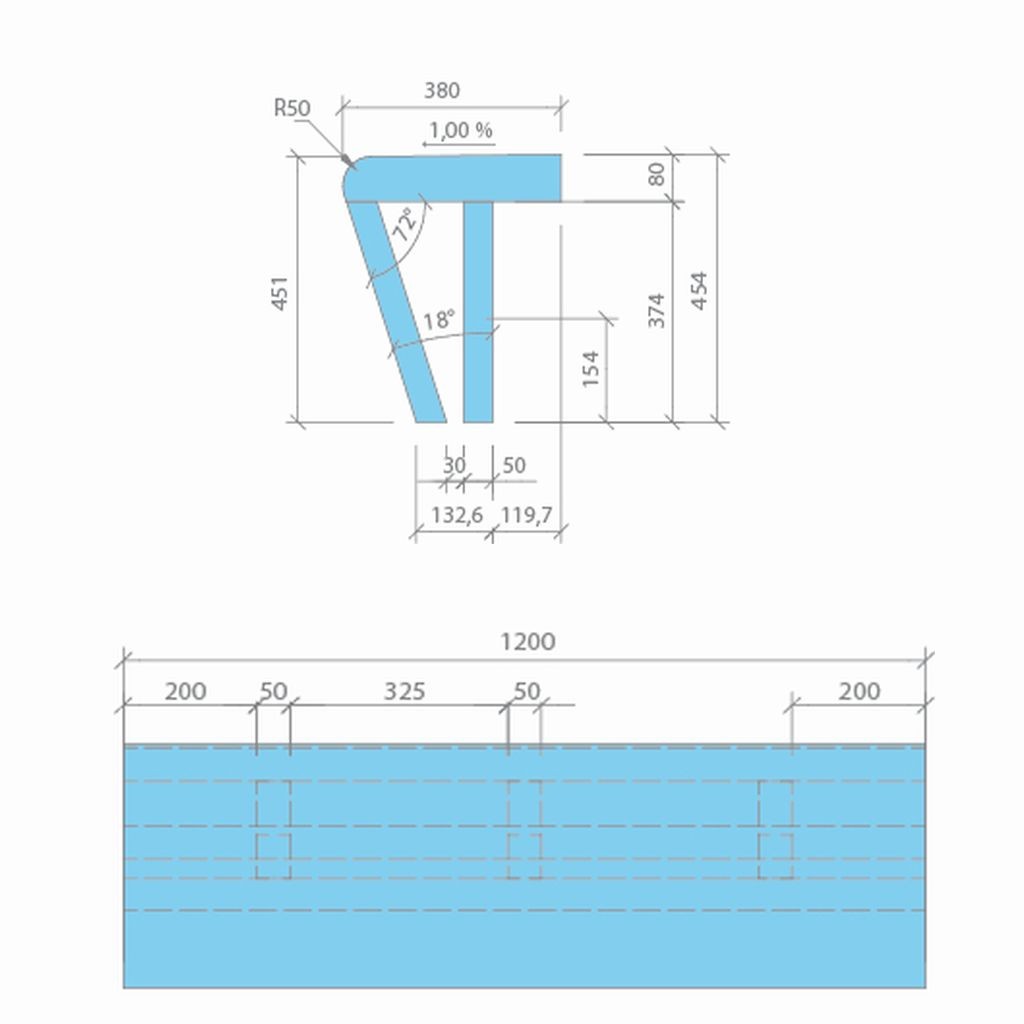 Wedi Sanoasa Sitzbank 3 | gerundet | 900 x 380 x 454 mm