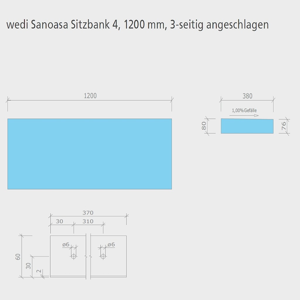 Wedi Sanoasa Sitzbank 4 | gerade | 3-seitig angeschlagen