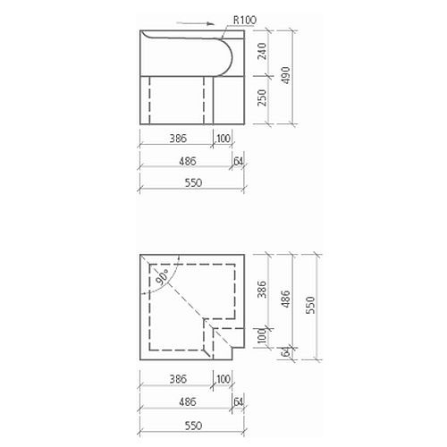 Wedi Wellness-Bank Sanoasa Bellina Eckelement 90° | 550 x 550 x 240 mm