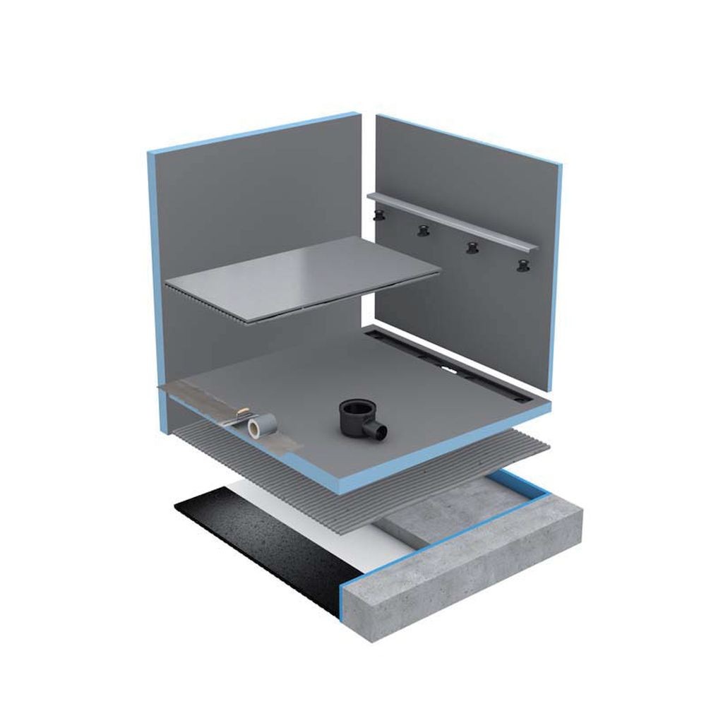wedi Fundo Riolito Neo QUADRATISCH | 900 x 900 x 50 mm Lange Rinne