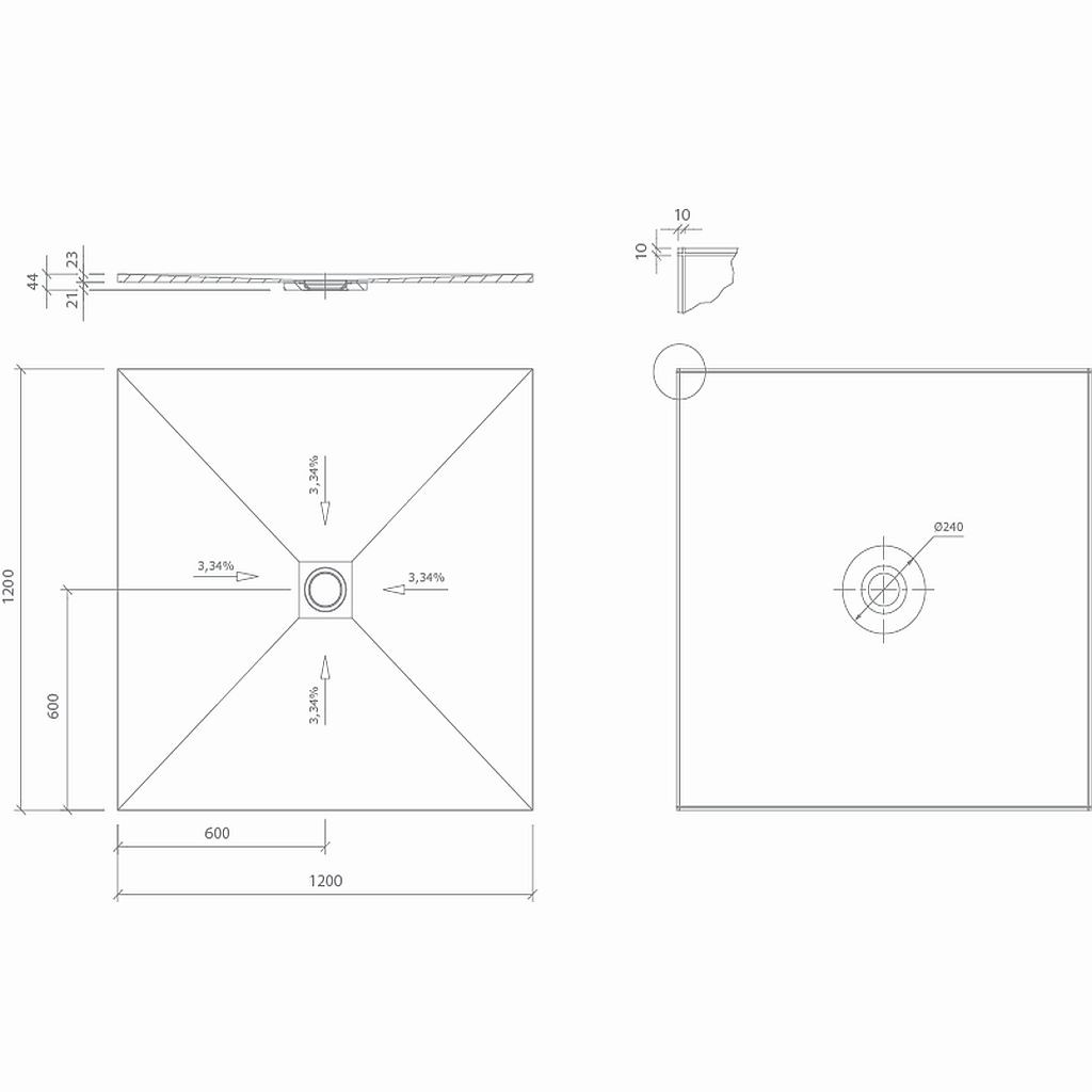 wedi Fundo Top Slim-Kit | Komplett-Bausatz | 900 x 900 x 23 mm