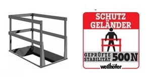 Mit Schutzgeländer inkl. Befestigungsmaterial