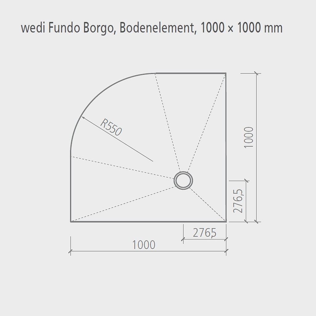 wedi Fundo Borgo Bodenelement EINSEITIG ABGERUNDET | 900 x 900 x 40mm