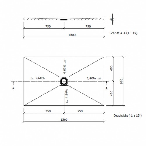 wedi Fundo Primo Bodenelement RECHTECKIG | 900 x 750 x 40 mm