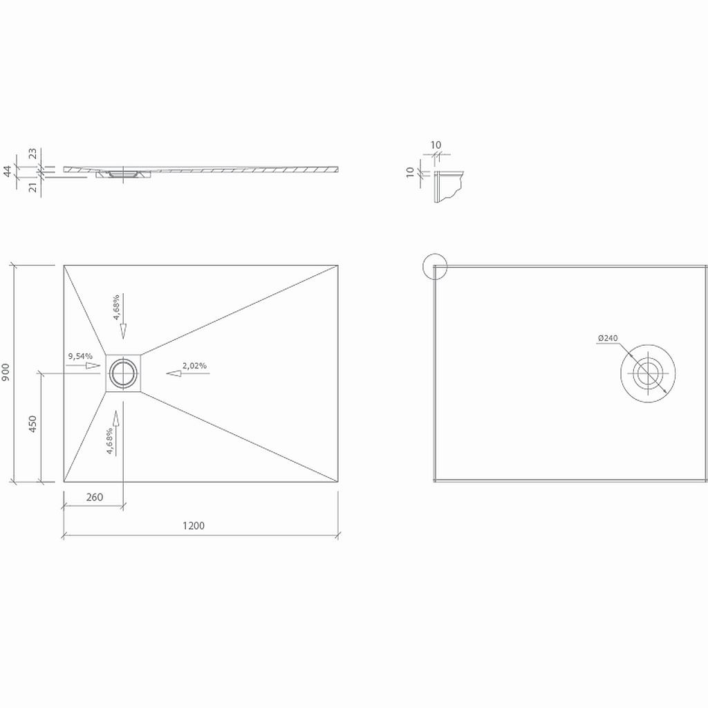 wedi Fundo Top Slim-Kit | Komplett-Bausatz | 1200 x 900 x 23 mm