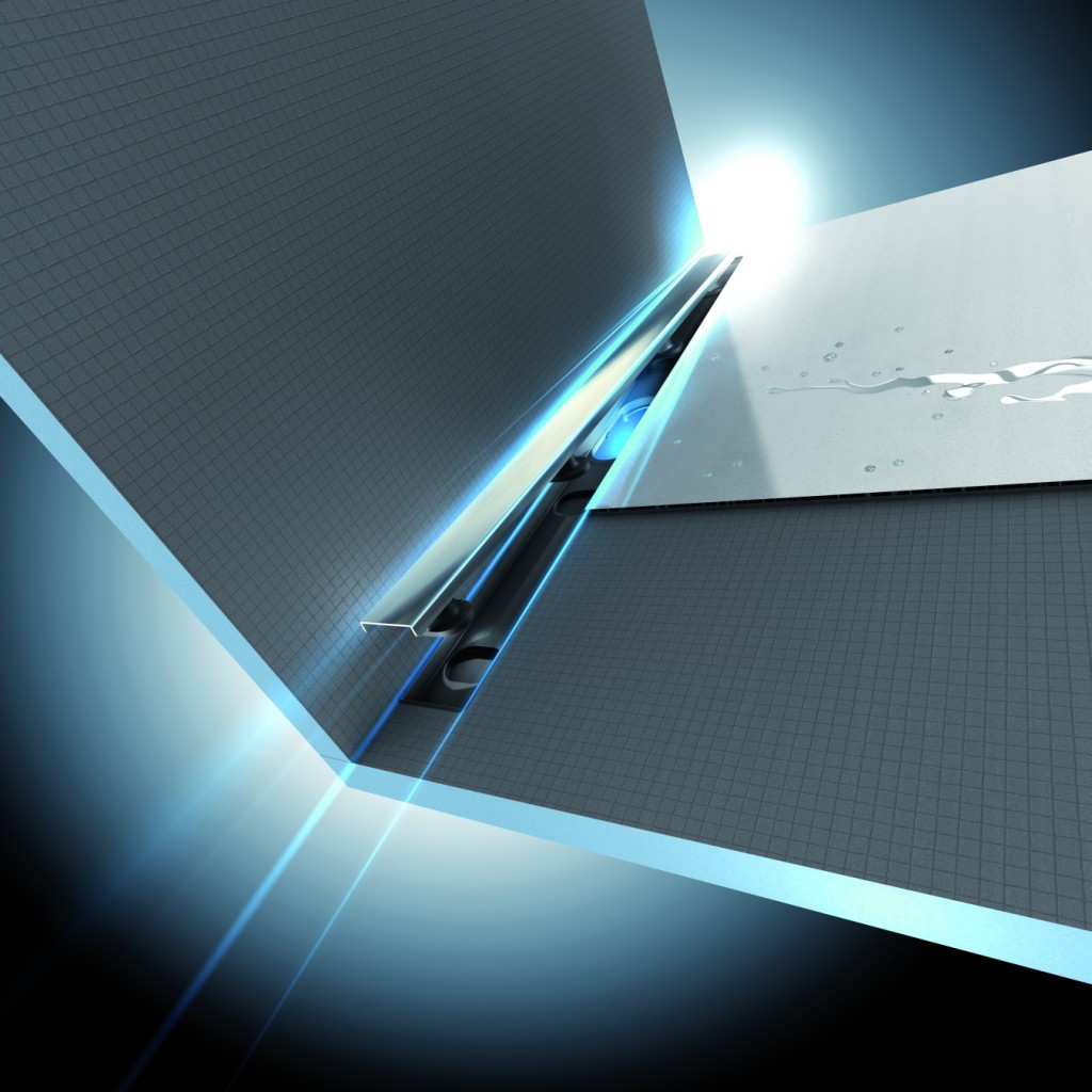 wedi Fundo Riolito Neo QUADRATISCH | 900 x 900 x 50 mm Lange Rinne