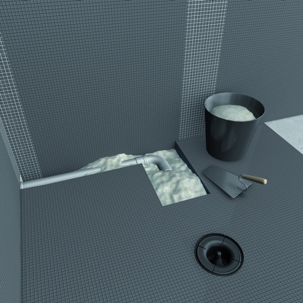 wedi Fundo Integro  QUADRATISCH | Ablauf ZENTRAL | 900 x 900 x 90 mm