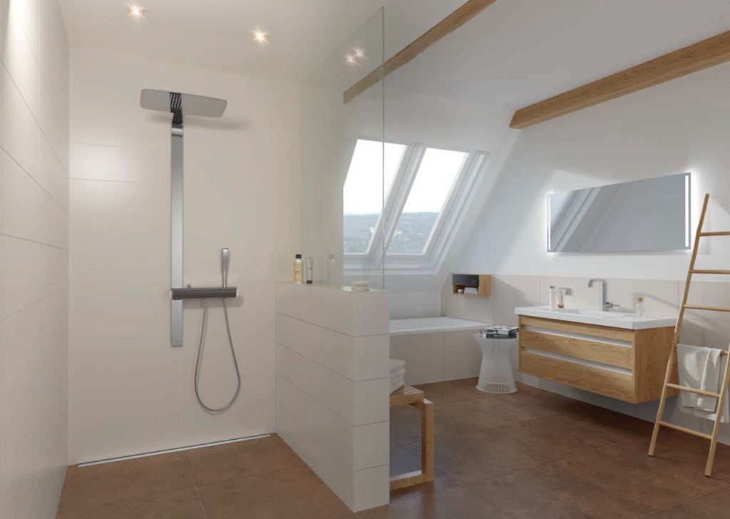 wedi Fundo Riolito Neo QUADRATISCH | 900 x 900 x 50 mm Lange Rinne