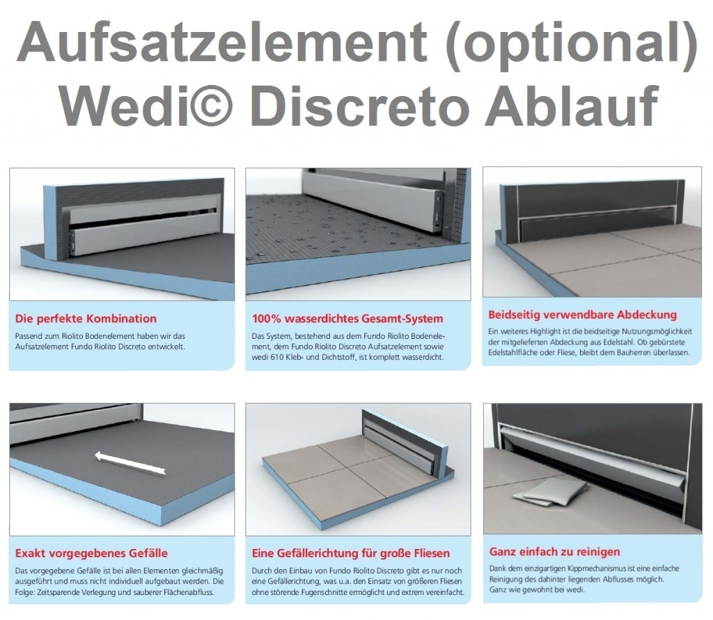 wedi Fundo Riolito | Bodenelement RECHTECKIG  | 1200 x 800 x 50 mm | Mit SEITLICH