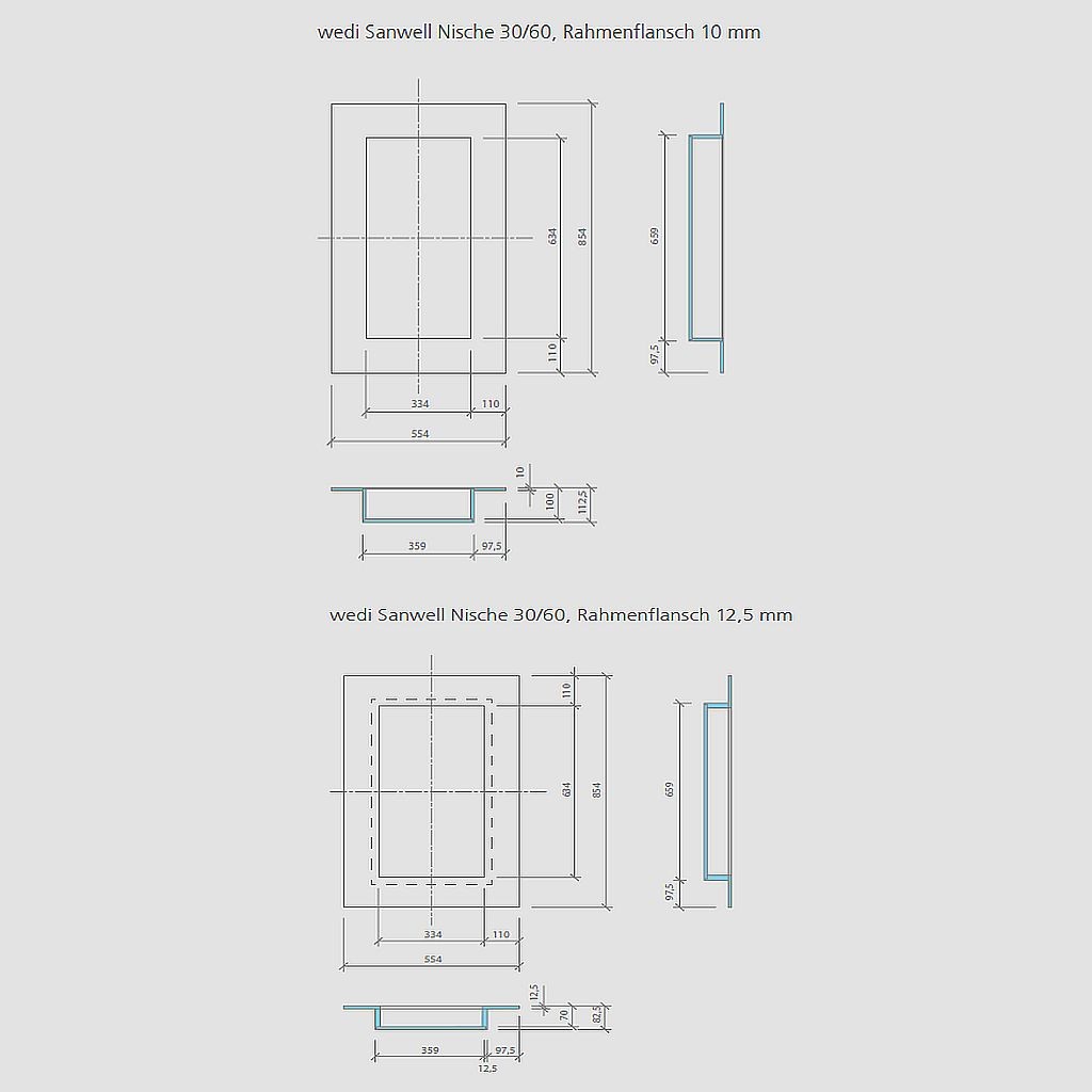 wedi Sanwell Top | für Sanwell Nischen | Natursteinoptik Pure Weiß